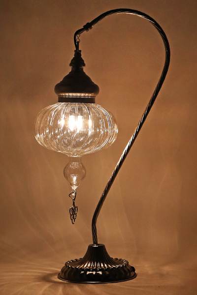 Pyrex Glass Swan Neck Design Table Lamp